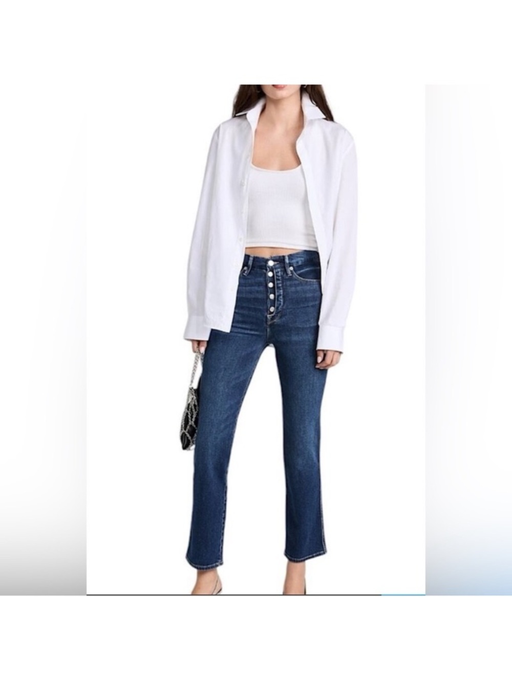 Good American Good Curve Exposed Button High Rise Straight Jean